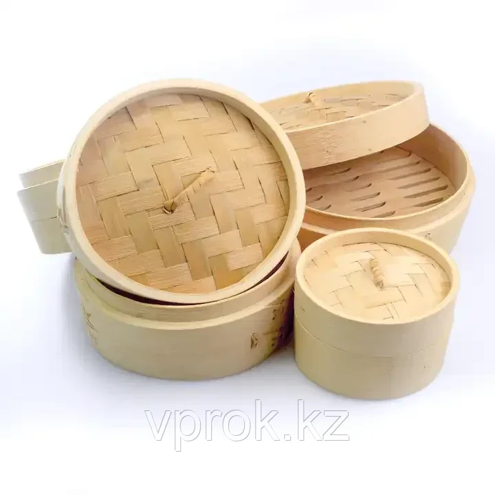 Китайская бамбуковая пароварка для мантов 2 яруса, 20 см - фото 3 - id-p46690259