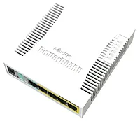 Сетевой коммутатор MikroTik RB260GSP RouterBOARD, PoE 4 порта, Passive PoE, 1 x SFP, 5 портов 10/10