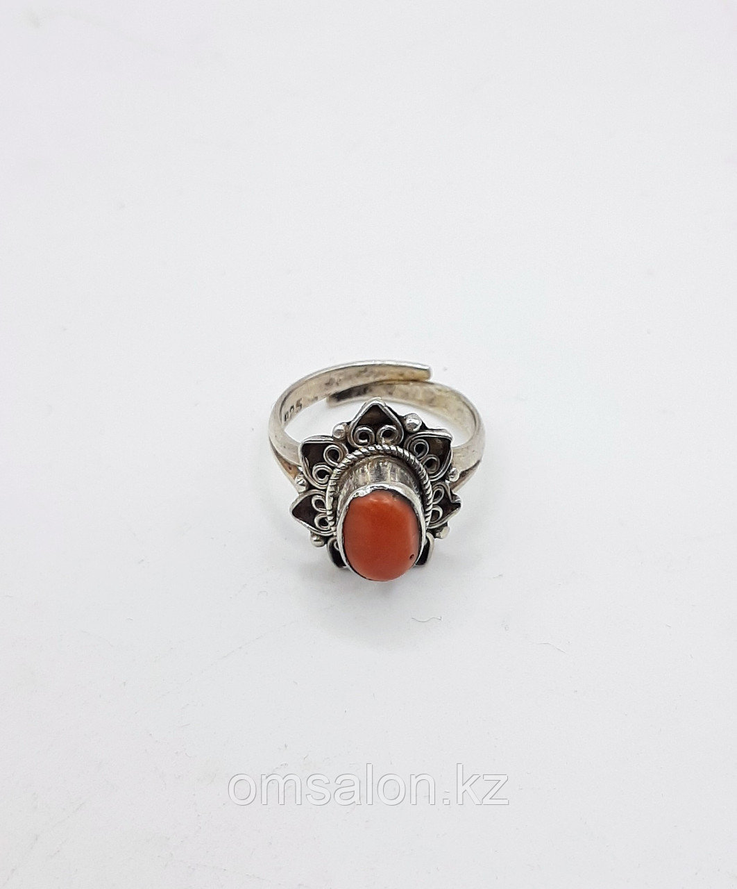 Кольцо с кораллом, серебро 925 - фото 1 - id-p99113416