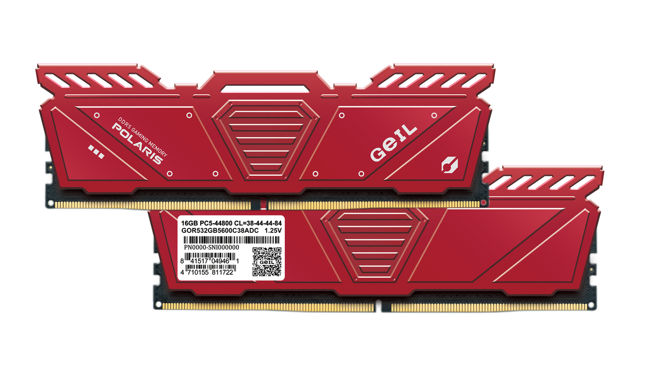 Оперативная память 32GB Kit (2x16GB) GEIL Polaris 4800Mhz DDR5 GOR532GB4800C40DC Red - фото 1 - id-p113410308