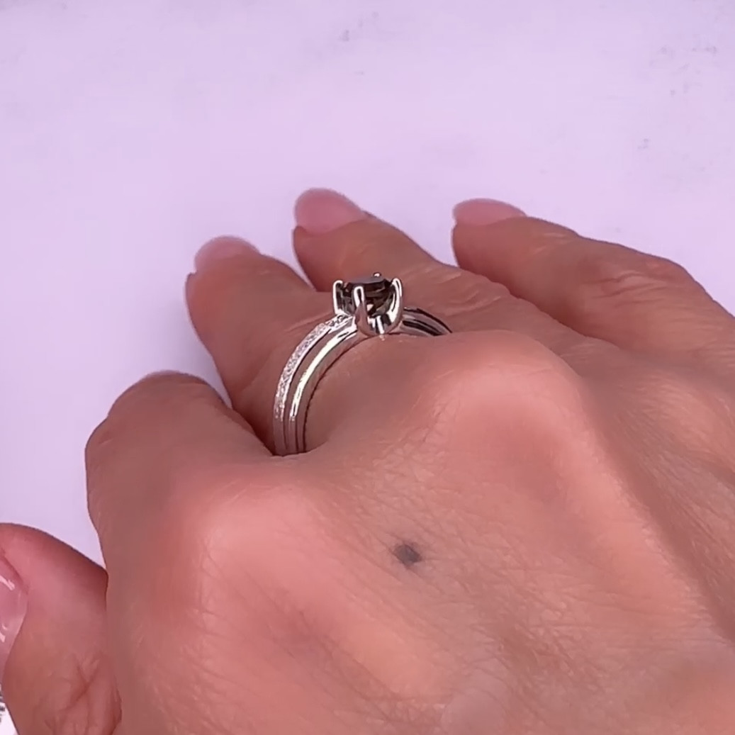 Кольцо серебряное с раухтопазом и бриллиантами - фото 3 - id-p113411061