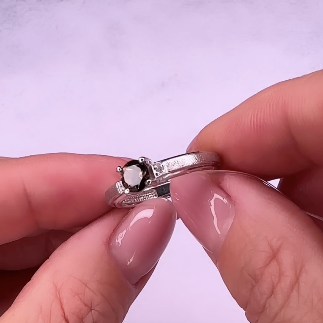 Кольцо серебряное с раухтопазом и бриллиантами - фото 5 - id-p113411061