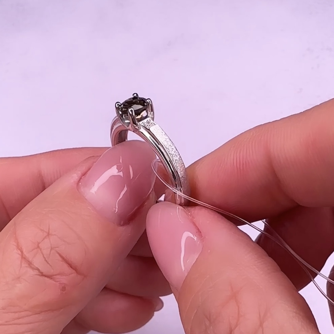 Кольцо серебряное с раухтопазом и бриллиантами - фото 6 - id-p113411061