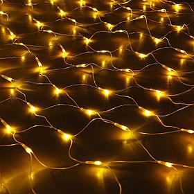 Электрогирлянда комнатная AuraLight сеть 1.5х1.5м 96 ламп теплый белый свет 8 режимов работы