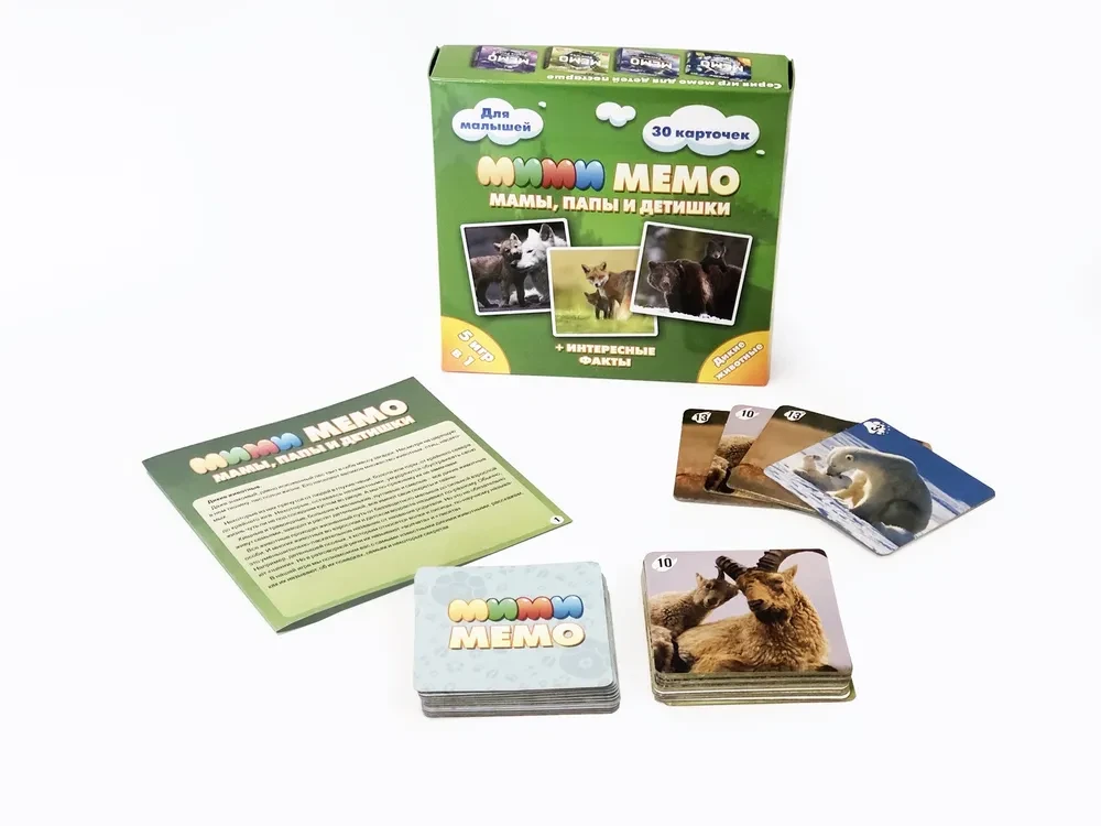 Настольная игра "Мими Мемо: Дикие животные", мамы, папы и детишки - фото 2 - id-p80710811
