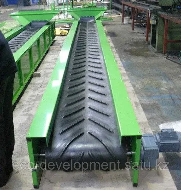 Ленточный транспортёр 8 м х 50 см, двигатель редуктор 3 КВт, толщина ленты 10 мм - фото 1 - id-p113424630