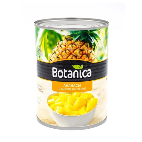 Ананасы кусочки консервированные в сиропе жб, Botanica, 1 банка 3.1 кг