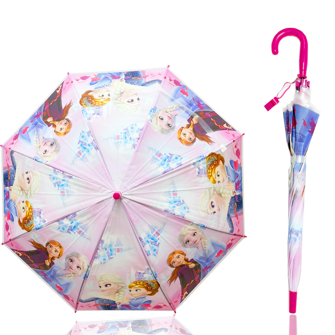 Детский зонт трость со свистком 80 см холодное сердце малиновый - фото 1 - id-p113424767