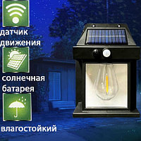 Светильник настенный +на солнечной батарее черный 888