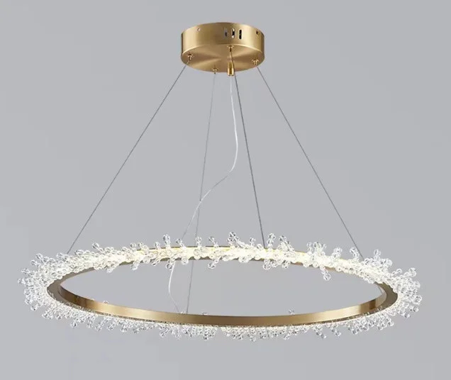 Золотое кольцо, Хрустальная светодиодная люстра, лампа для гостиной, столовой, спальни, роскошная хрустальная - фото 1 - id-p113426079