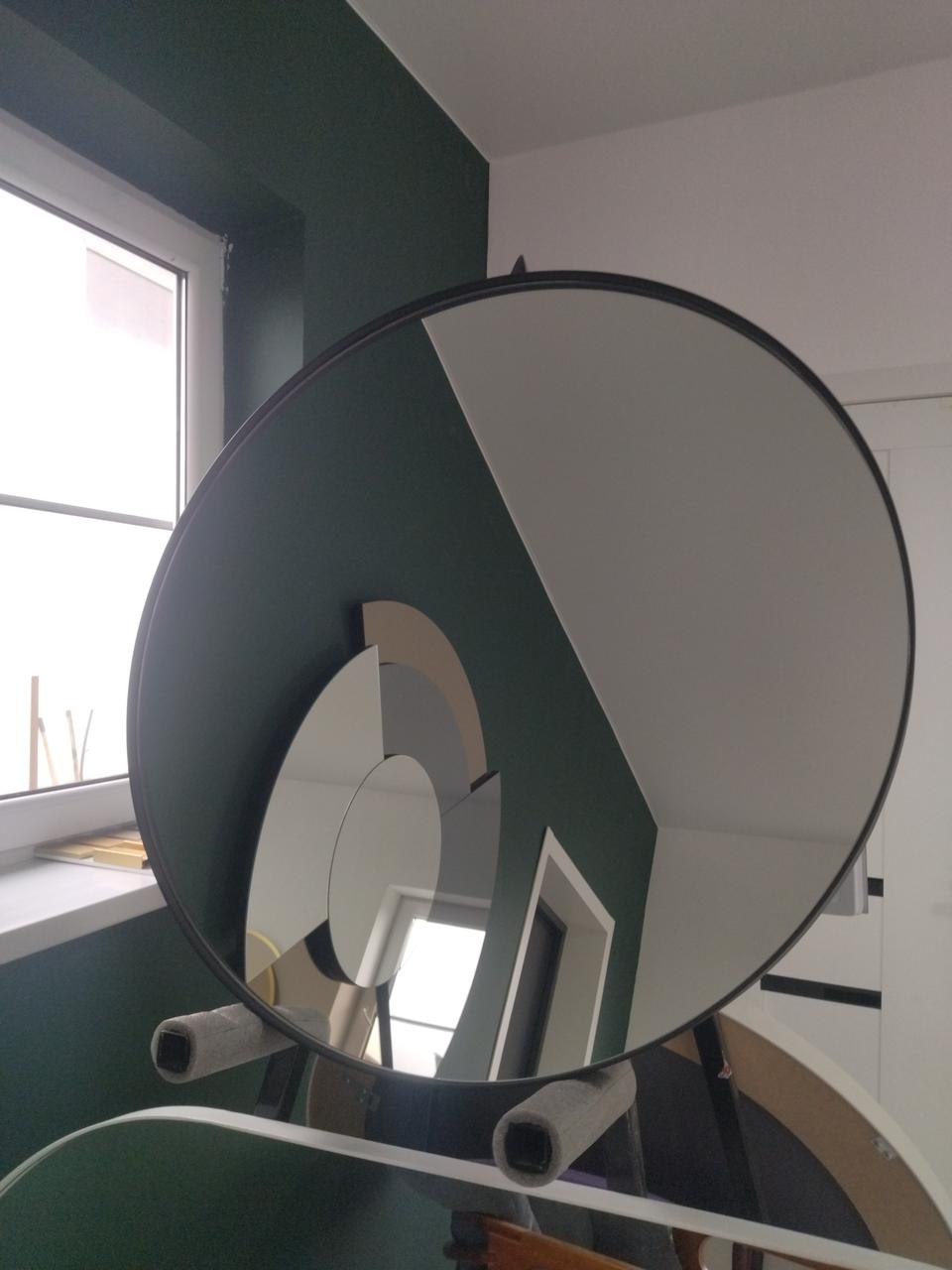 Metaldisk, круглое зеркало в черной металлической раме, d=810 мм