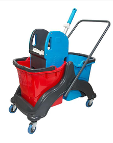 Тележка уборочная двух ведерная на пластиковой раме CK 756