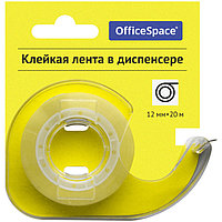 Клейкая лента OfficeSpace, 12мм, 20м, 35мкм, прозрачная, пластиковый диспенсер, в блистере