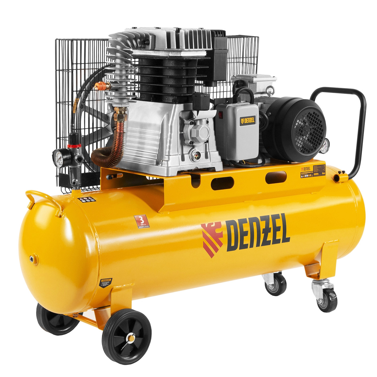 Компрессор воздушный, ременный привод BCI4000-T/100, 4.0 кВт, 100 литров, 690 л/мин Denzel - фото 1 - id-p113444879