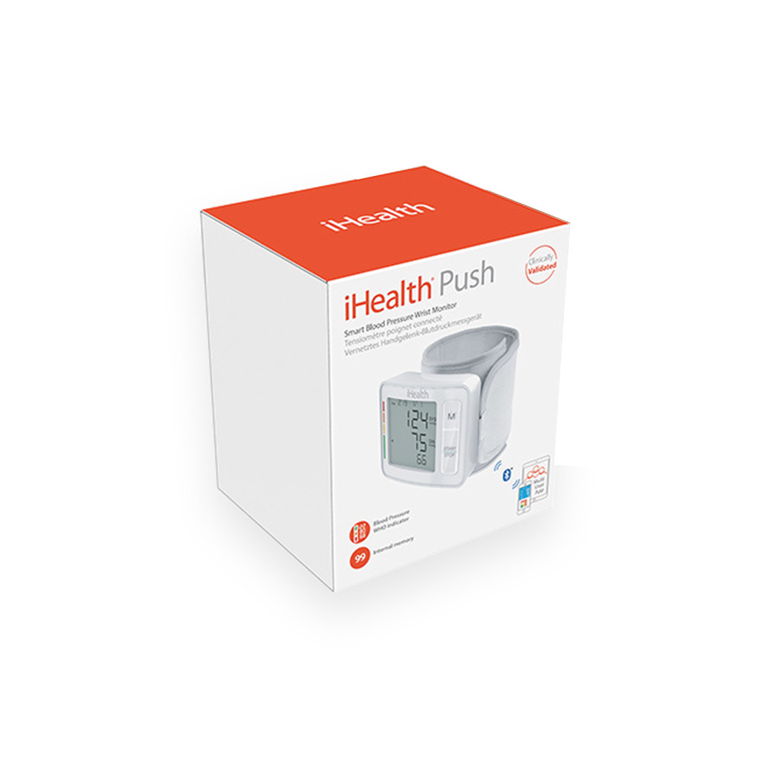 Умный наручный тонометр, iHealth, PUSH Wrist Smart Blood Pressure Monitor CONNECTABLE, KD-723, Bluetooth 4.0, - фото 3 - id-p113446128