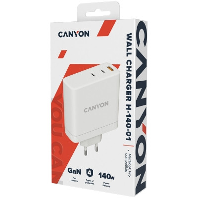 CANYON H-140-01, Wall charger with 1USB-A, 2 USB-C. Input:100-240V~50/60Hz, 2.0A Max. USB-A Output: 5V /9V - фото 5 - id-p113446627