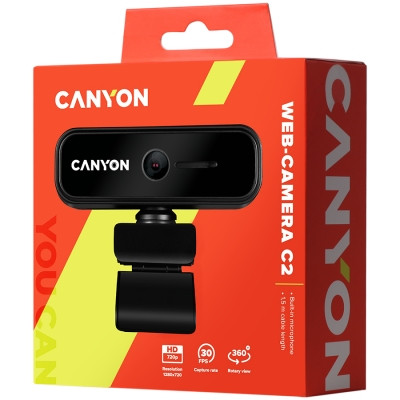 CANYON C2 720P HD 1.0Mega fixed focus webcam with USB2.0. connector, 360° rotary view scope, 1.0Mega pixels, - фото 3 - id-p113446701