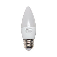 Эл. лампа светодиодная, SVC, LED C35-7W-E27-6500K, Мощность 7Вт, Тип колбы C35, Цвет. Температура 6500K,