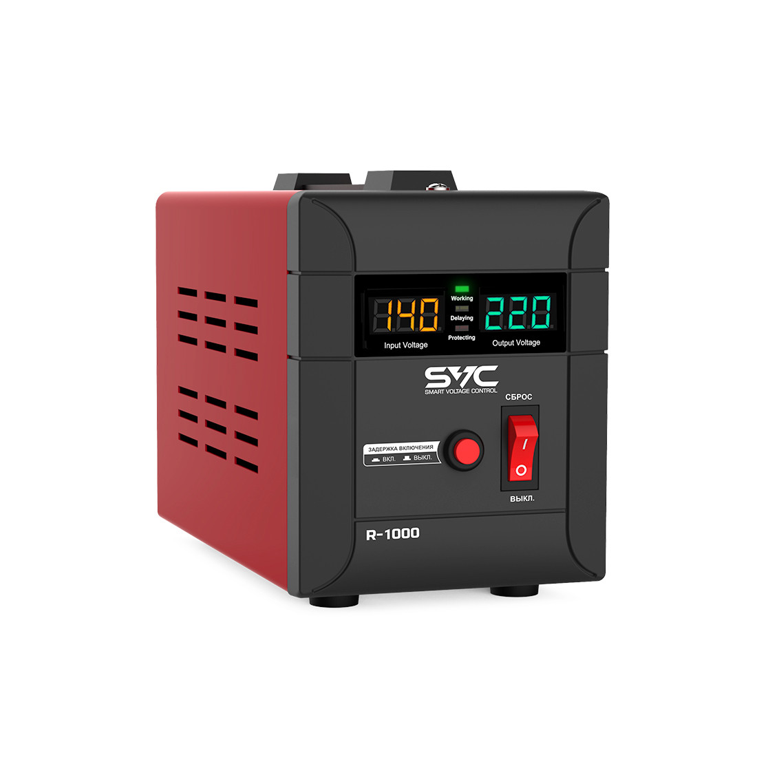 Стабилизатор (AVR), SVC, R-1000, 1000ВА/1000Вт, Диапазон работы AVR: 140-260В, Выходное напряжение: 220В - фото 1 - id-p113447398