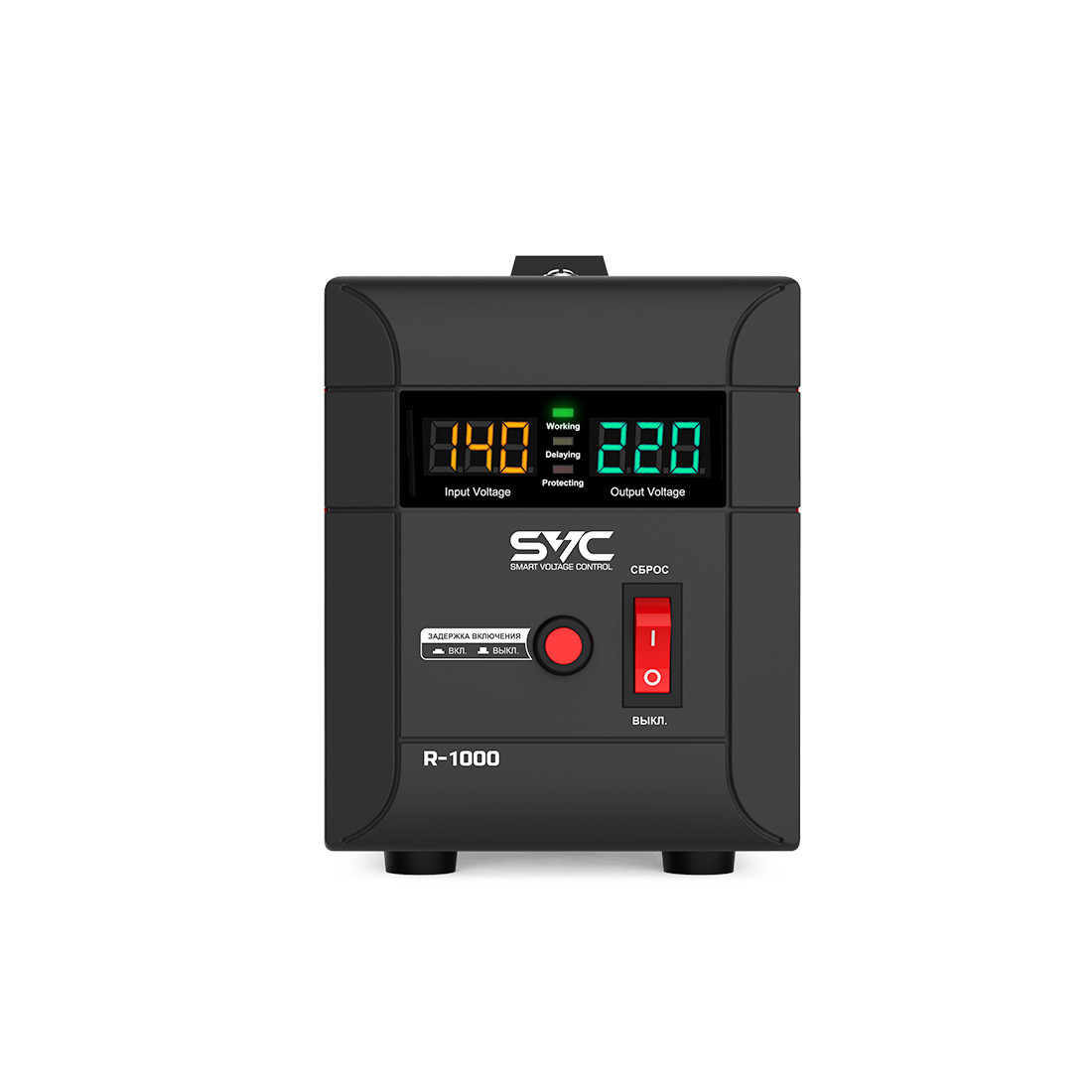 Стабилизатор (AVR), SVC, R-1000, 1000ВА/1000Вт, Диапазон работы AVR: 140-260В, Выходное напряжение: 220В - фото 2 - id-p113447398