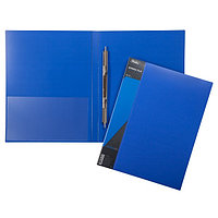 Папка пластиковая Hatber, А4, 700мкм, корешок 17мм, пружинный скоросшиватель, карман, серия Standard - Синяя