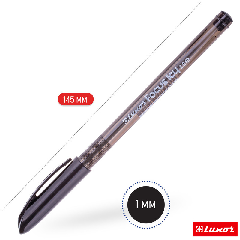 Ручка шариковая Luxor Focus Icy, 1мм, чёрная, чернила на масляной основе, чёрный тонированный корпус - фото 2 - id-p113450461