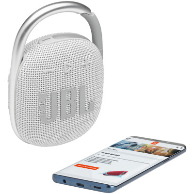 JBL Clip 4 - Portable Bluetooth Speaker with Carabiner - White - фото 4 - id-p113446852