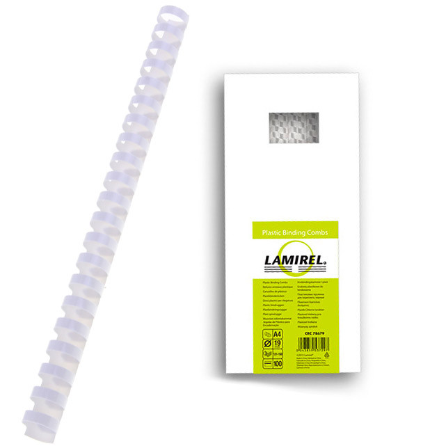 Пружины пластиковые для переплёта Lamirel, 19мм, 121-150л, белые, 100шт в упаковке - фото 1 - id-p113448002