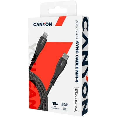 CANYON MFI-4, Type C Cable To MFI Lightning for Apple, PVC Mouling,Function with full feature( data - фото 4 - id-p113449535