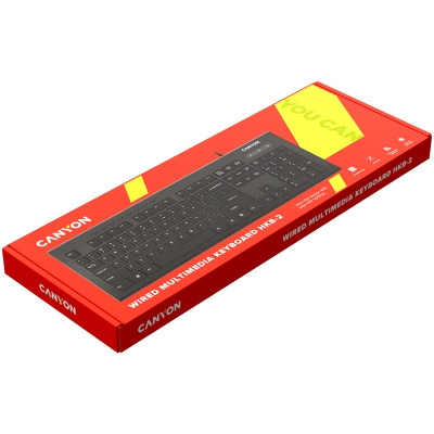 CANYON HKB-2, Multimedia wired keyboard, 104 keys, slim and brushed finish design, white backlight, chocolate - фото 2 - id-p113449537