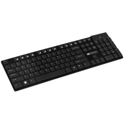CANYON HKB-W2, 2.4GHZ wireless keyboard, 104 keys, slim design, chocolate key caps, RU layout (black), - фото 1 - id-p113449538
