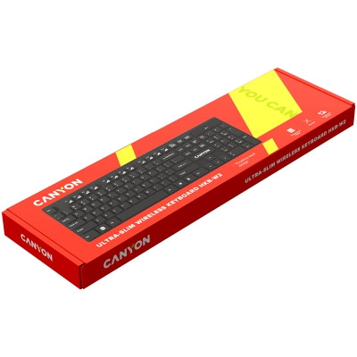 CANYON HKB-W2, 2.4GHZ wireless keyboard, 104 keys, slim design, chocolate key caps, RU layout (black), - фото 2 - id-p113449538
