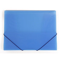 Папка пластиковая Hatber, А4, 400мкм, на резинке, полупрозрачная, серия Line - Синяя
