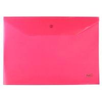 Папка-конверт пластиковая Hatber, А4, 180мкм, на кнопке, красная