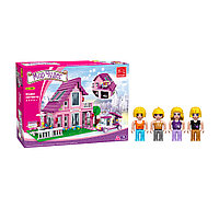 Игровой конструктор, Keyixing, 24801, Мир Чудес, Розовый домик, 4 минифигурки, 576 деталей, Цветная коробка
