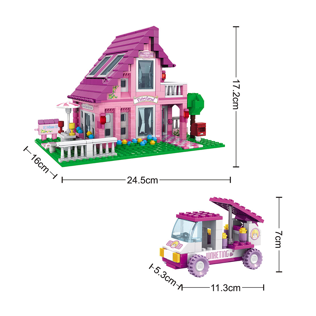 Игровой конструктор, Keyixing, 24801, Мир Чудес, Розовый домик, 4 минифигурки, 576 деталей, Цветная коробка - фото 2 - id-p113448134