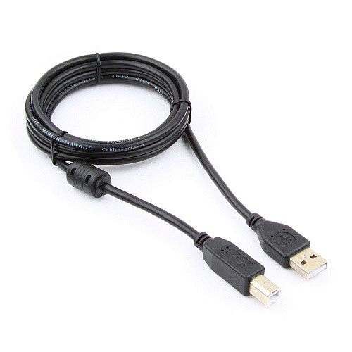 Кабель USB 2.0 Pro Cablexpert CCF-USB2-AMBM-6, AM/BM, 1.8м, экран, феррит.кольцо, черный, пакет - фото 1 - id-p113451916