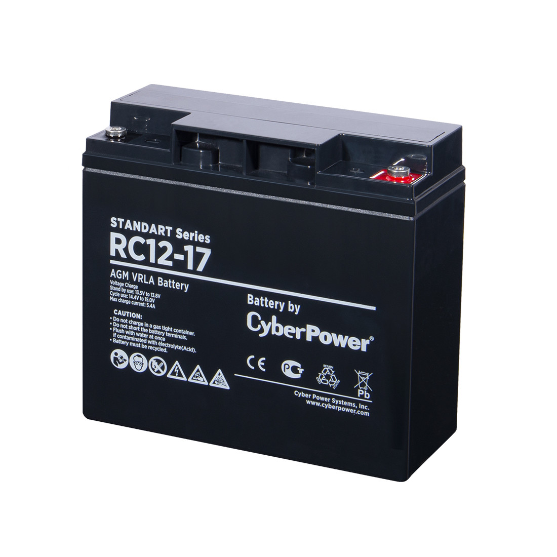 Батарея, CyberPower, RC12-17, Свинцово-кислотная 12В 17 Ач, Вес: 5.4 кг, Размер в мм.: 181*76*167 - фото 1 - id-p113448941