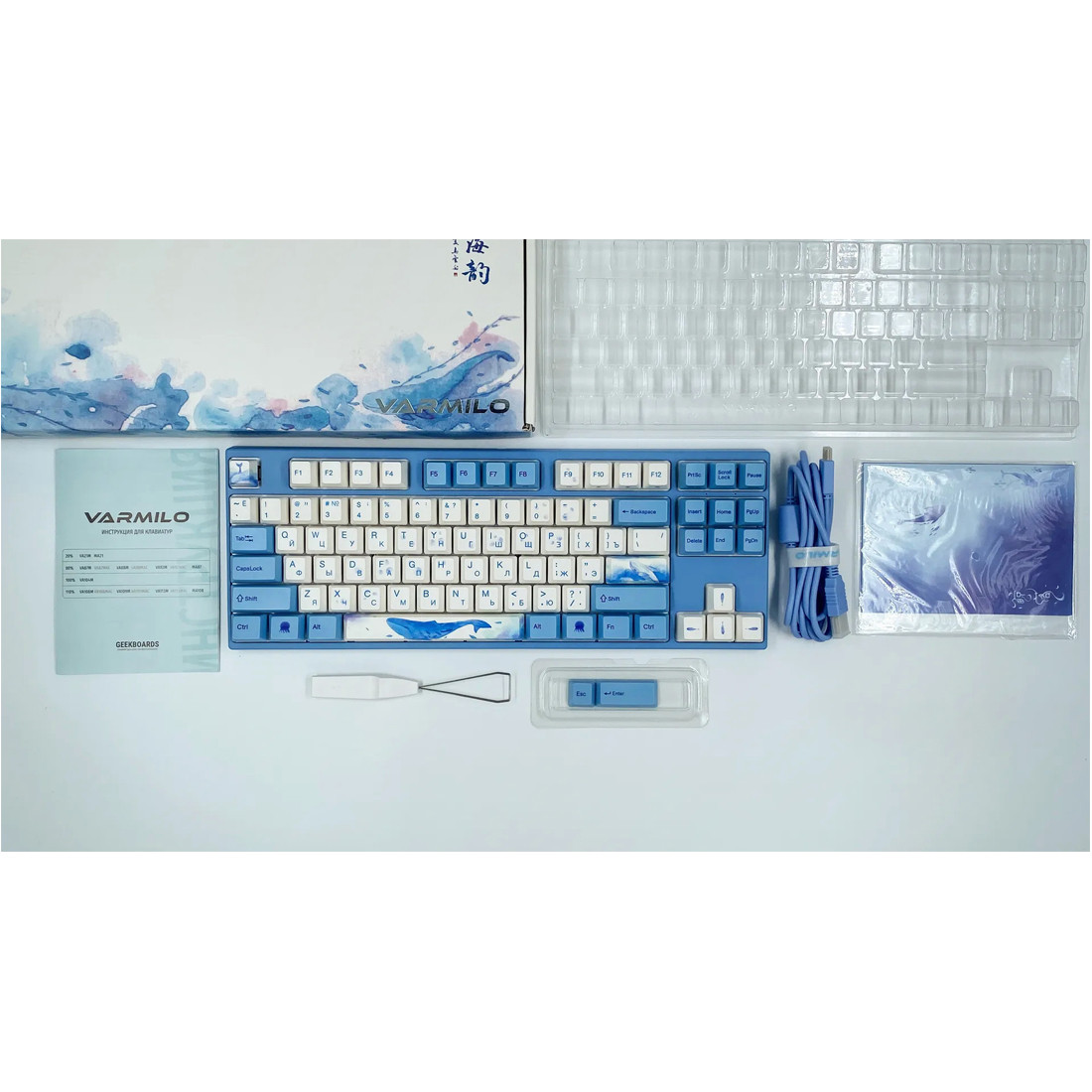 Клавиатура, Varmilo, Sea Melody, VEM87, A33A038A9A3A06A033, EC Sakura V2 Switch, Механическая, Подсветка, - фото 3 - id-p113449833