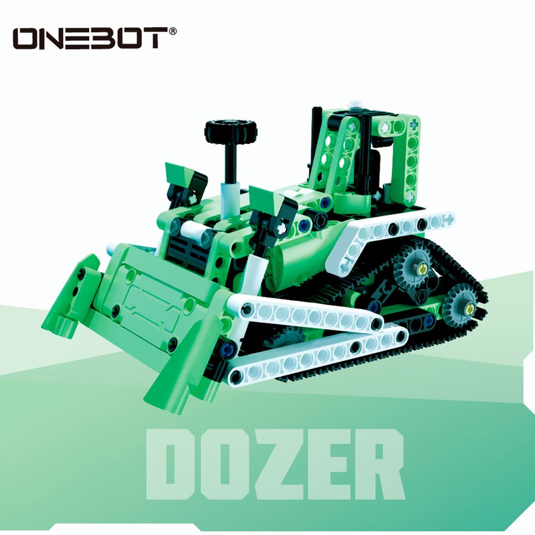Конструктор, ONEBOT, OBQXTC95AIQI, Mini Engineering Bulldozer, 8+, 339+ деталей, ABS, PC, Зелёный - фото 1 - id-p113445472