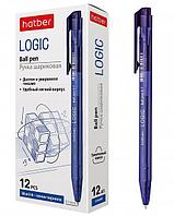 Ручка шариковая автоматическая Hatber Logic, 0,7мм, синяя, синий тонированный корпус