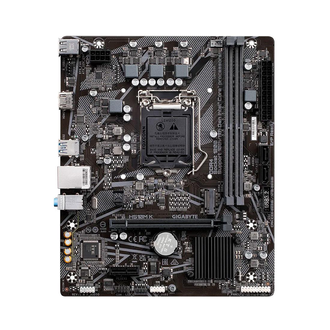 Материнская плата, Gigabyte, H510M K (4719331850371), LGA1200, iH510, 2xDDR4 3200/2933/2666MHz, 1хM.2 (PCI-E - фото 2 - id-p113447644