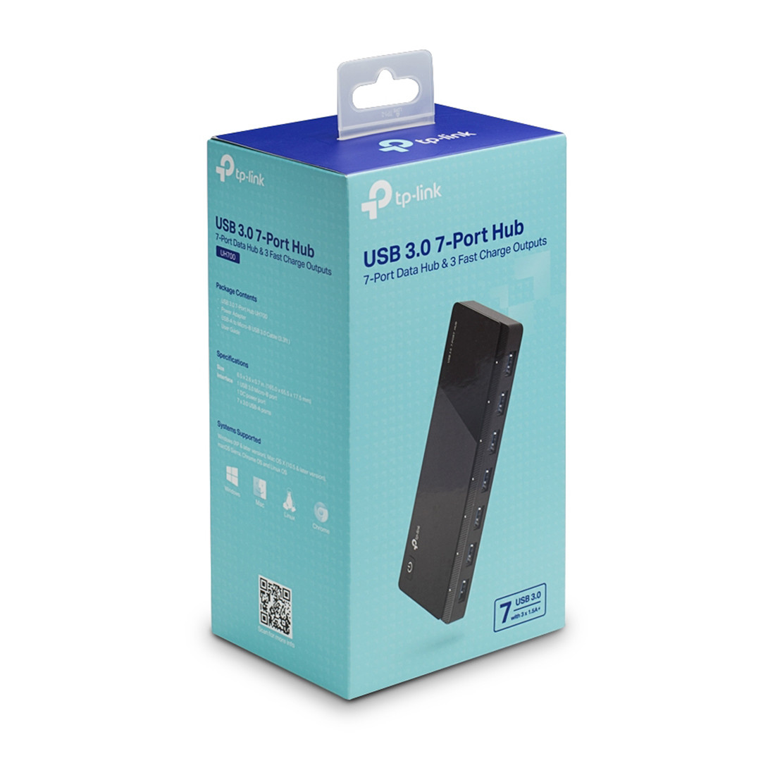 Концентратор USB, TP-Link, UH700, 7-портовый концентратор USB 3.0,1 порт micro USB, тип B - фото 3 - id-p113449036