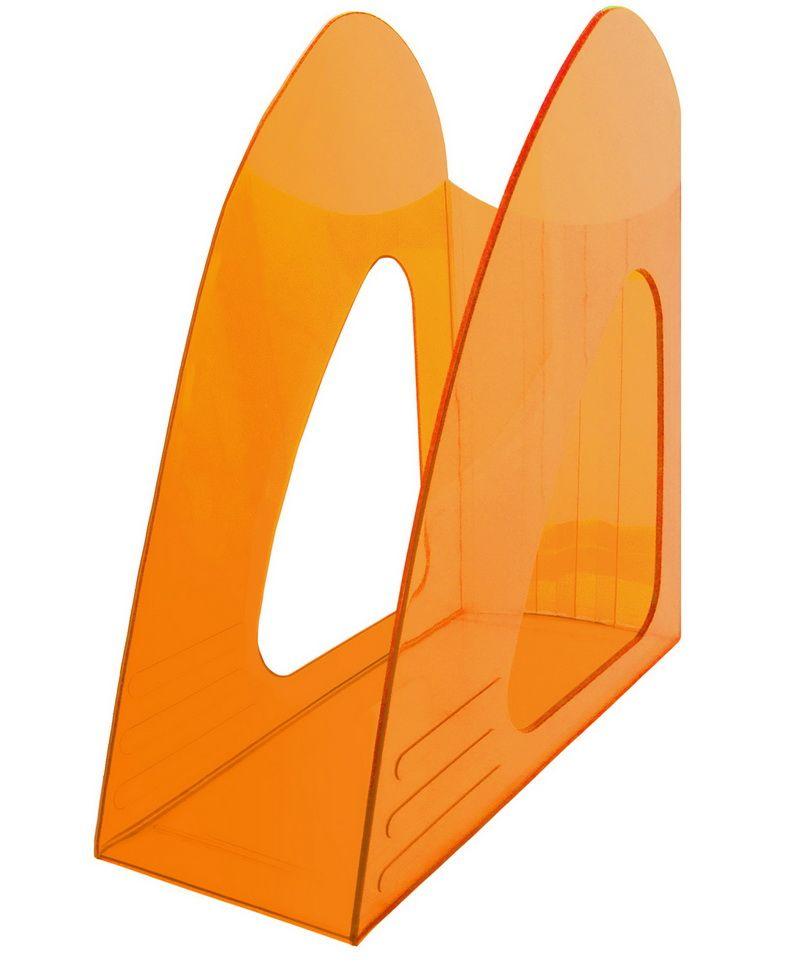 Лоток пластиковый вертикальный для документов А4 Hatber, 235x90x240мм, тонированный, оранжевый - фото 1 - id-p113448391