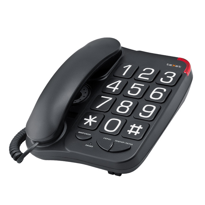 Телефон проводной Texet TX-201 черный - фото 1 - id-p113451186