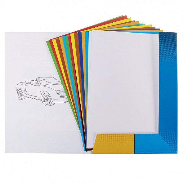 Набор цветной бумаги и картона Hatber, 18л, 16цв, 2 белого цвета, А4, мелованная, в папке, серия Спорт-шик - фото 2 - id-p113450134