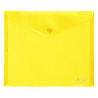 Папка-конверт пластиковая Hatber, А5, 180мкм, на кнопке, жёлтая