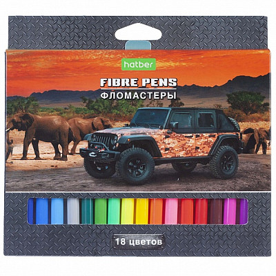 Фломастеры "Hatber Eco", 18 цветов, серия "Jeeping", в картонной упаковке - фото 1 - id-p113456645