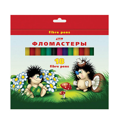 Фломастеры "Hatber", 18 цветов, серия "Ёжики", в картонной упаковке - фото 1 - id-p113456740