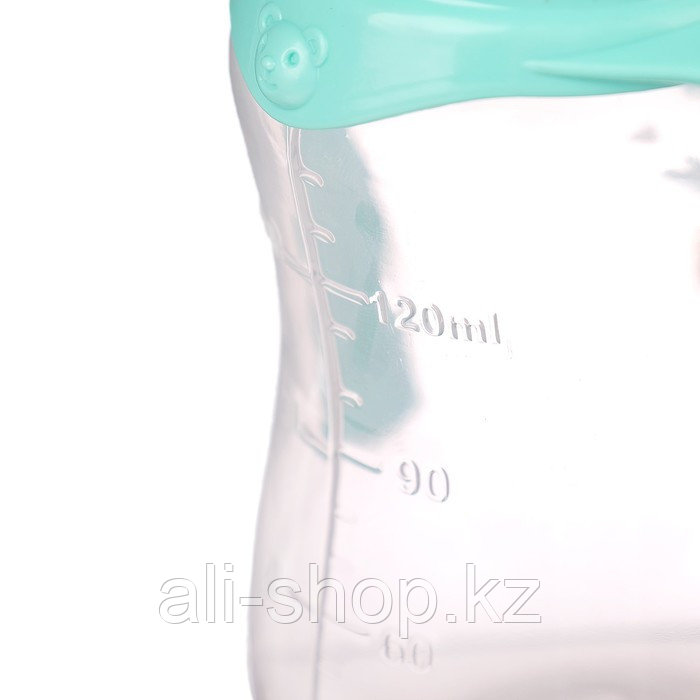 Бутылочка для кормления «Мишутка» детская приталенная, с ручками, 150 мл, от 0 мес., цвет бирюзовый - фото 4 - id-p113457514